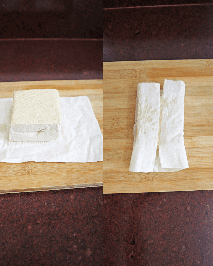 place tofu on kitchen paper