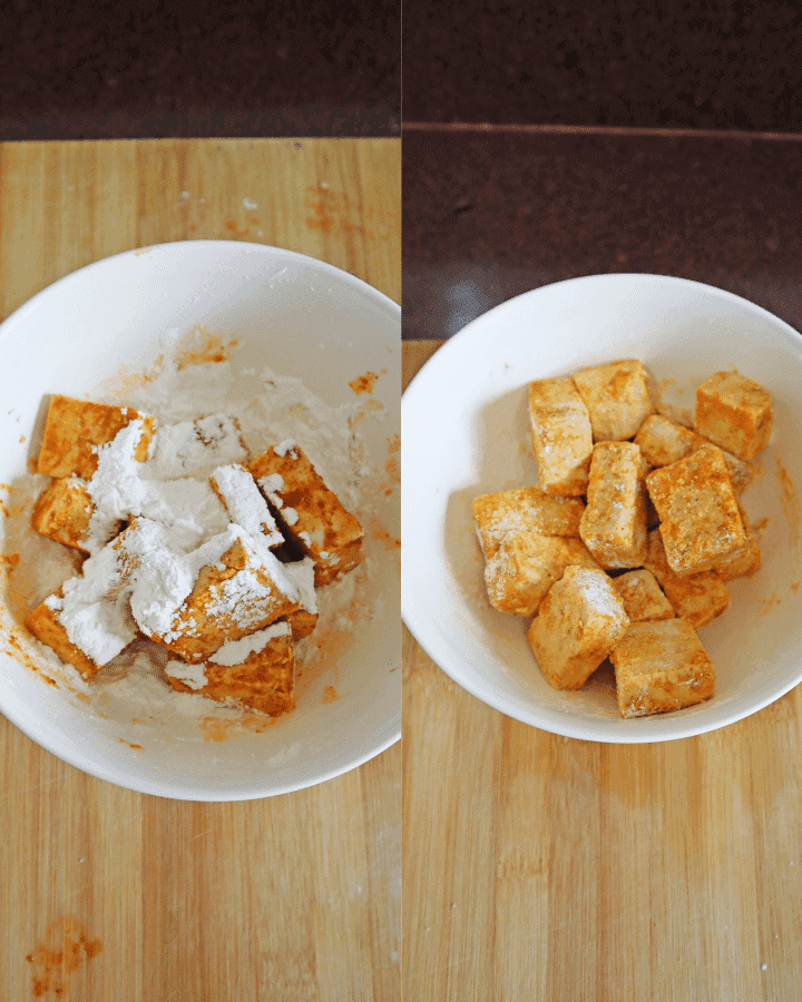 add cornstarch to tofu