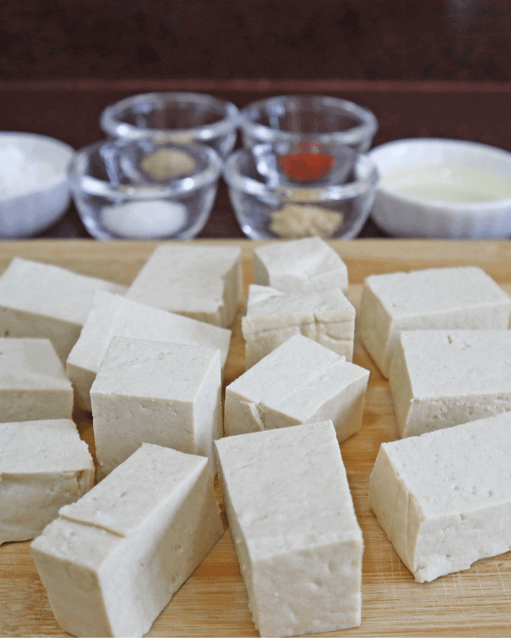 cut tofu into equal cubes