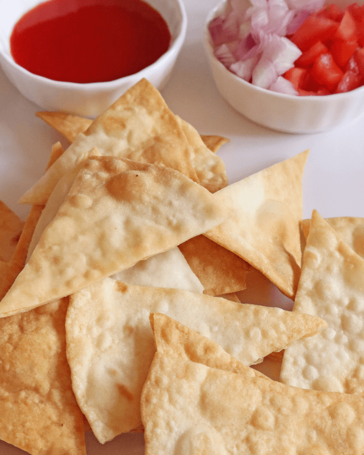 Air fryer tortilla chips using flour tortillas