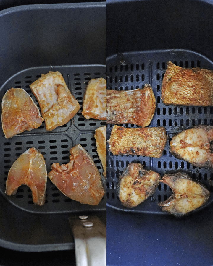 place seasoned fish fillets in air fryer