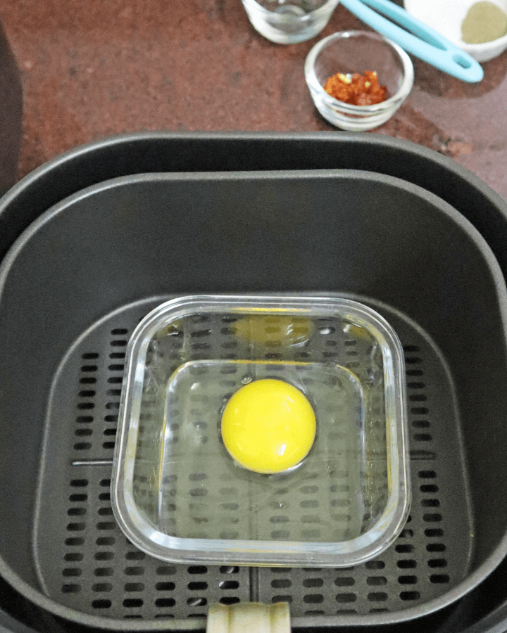 bowl of eggs in air fryer