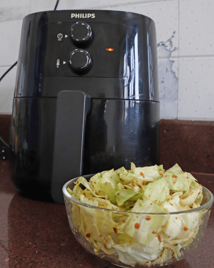 cabbage mixed with spices and philips fryer