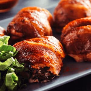 air fryer bacon wrapped chicken featured