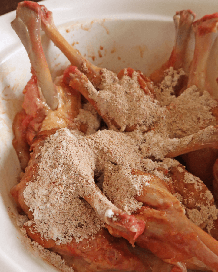 combined chicken and dry spices