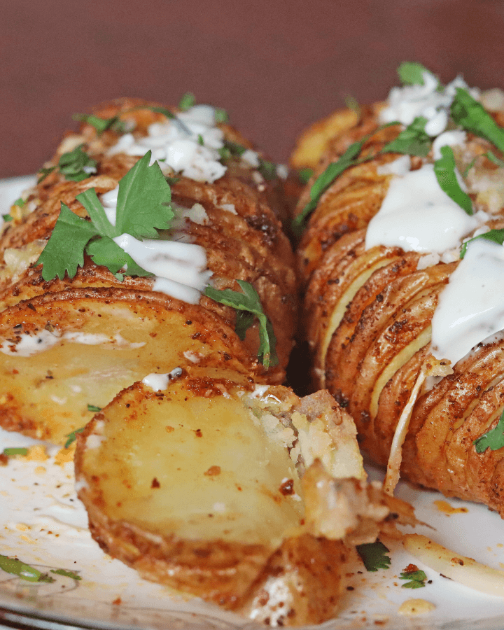 air fryer hasselback potatoes with cheese