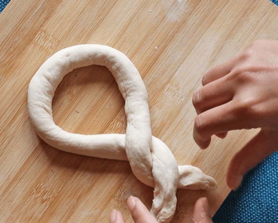 shape dough upside-down U shape