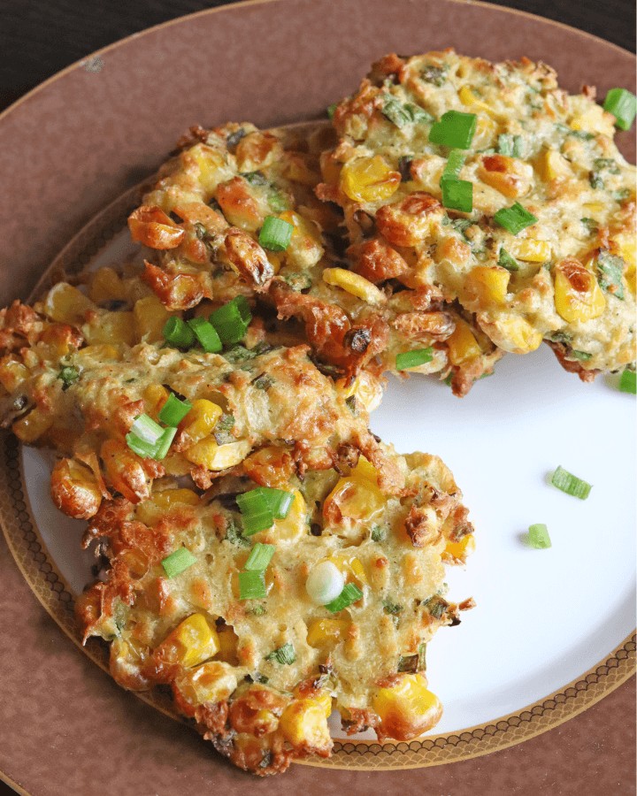  corn fritters on plate