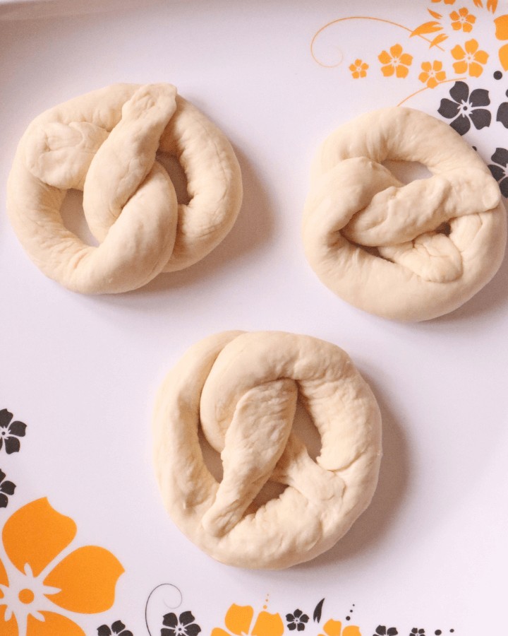 roll dough into pretzel shape