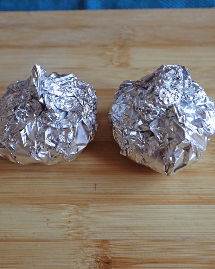 wrap garlic with foil forming