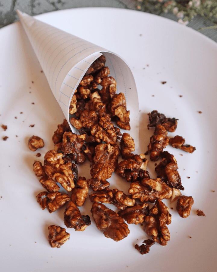 Simple syrup candied walnuts