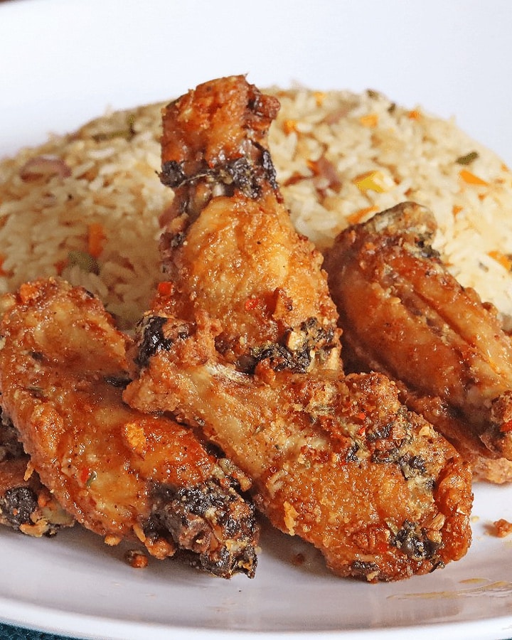garlic parmesan chicken wings with rice
